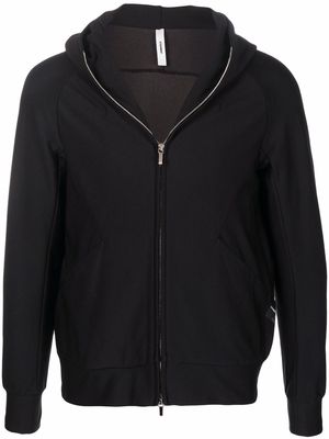 Attachment zip-up pouch-pocket hoodie - Black