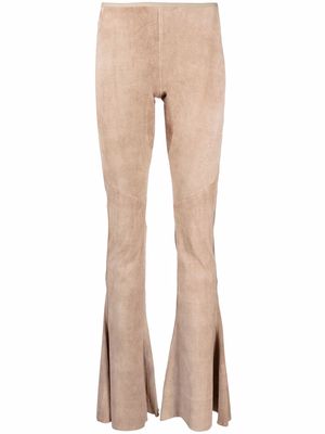 KNWLS flared suede trousers - Neutrals