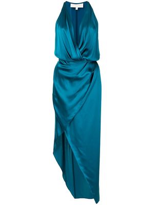 Michelle Mason asymmetric halterneck silk dress - Blue