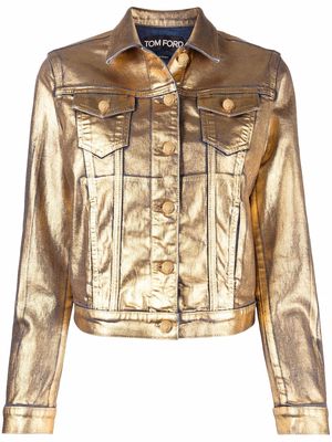 TOM FORD coated-effect denim jacket - Gold