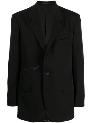 Yohji Yamamoto zip-detail cotton blazer - Black