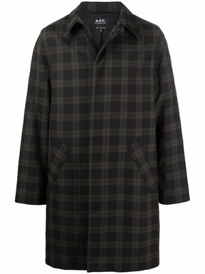 A.P.C. single-breasted checked coat - Green