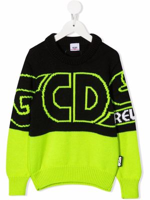 Gcds Kids two-tone logo-print jumper - Black
