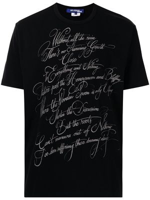 Junya Watanabe MAN slogan-print cotton T-shirt - Black