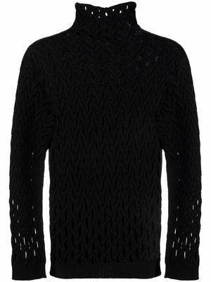 Valentino roll-neck mesh jumper - Black