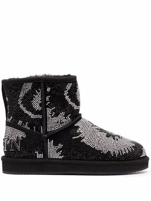 Philipp Plein embellished flat boots - Black
