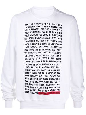 Rick Owens DRKSHDW graphic lettering sweatshirt - White