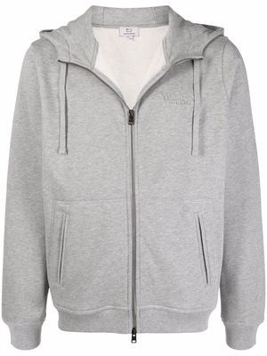 Woolrich embossed-logo full-zip hoodie - Grey