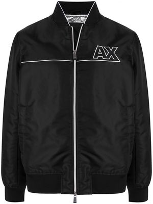 Armani Exchange logo-patch zip-up jacket - Black