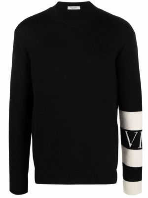 Valentino stripe-detail wool jumper - Black
