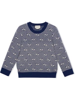 Gucci Kids jacquard GG stripe knit jumper - Blue