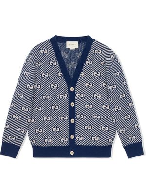 Gucci Kids GG stripe wool cardigan - Blue