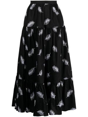 Erdem Yasmin feather-embroidered skirt - Black