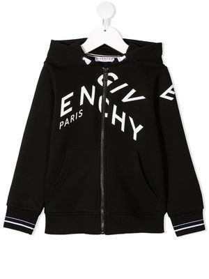 Givenchy Kids logo-print zip-up hoodie - Black