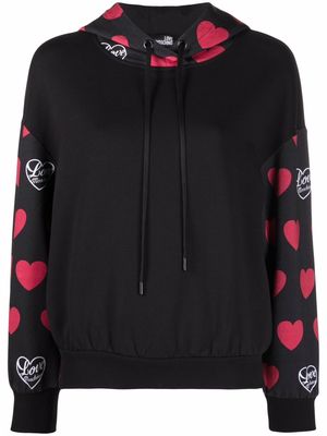 Love Moschino heart-logo print hoodie - Black