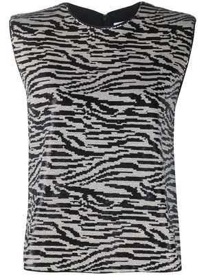 Self-Portrait zebra-print sleeveless top - Black