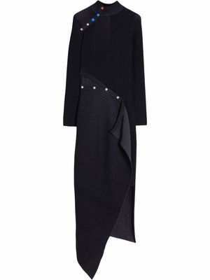 Off-White ribbed-knit asymmetric dress - Black