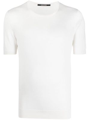 Tagliatore short-sleeve fitted silk T-shirt - Neutrals