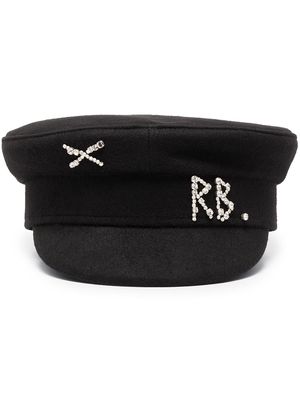 Ruslan Baginskiy crystal-embellished baker boy hat - Black
