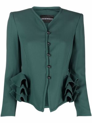 Emporio Armani ruffle trim jacket - Green