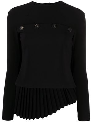 A.W.A.K.E. Mode pleated long-sleeved blouse - Black
