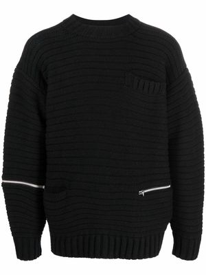 sacai ribbed zip-detail jumper - Black
