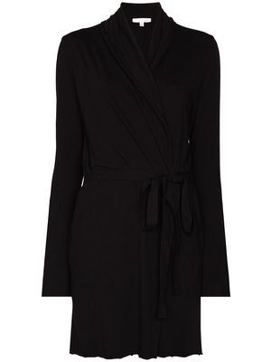 Skin Pima cotton tie-waist robe - Black