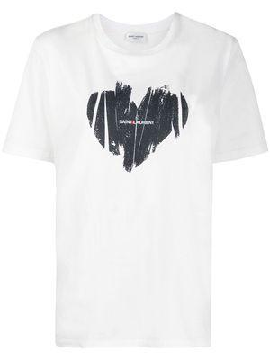 Saint Laurent heart logo print T-shirt - White