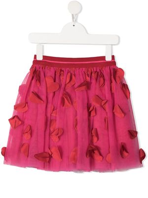 Simonetta heart appliqué tulle skirt - Pink