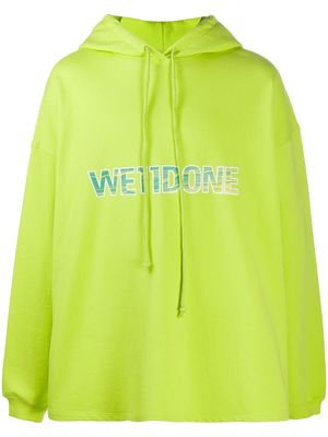 We11done logo print hoodie - Green