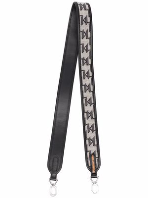 Karl Lagerfeld monogram leather shoulder strap - Black