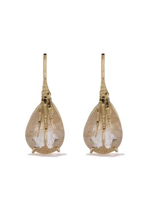 Wouters & Hendrix Gold 18kt claw rutilated quartz earrings - YELLOW GOLD