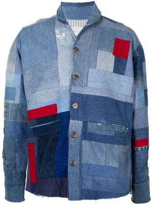 Greg Lauren patchwork denim jacket - Blue