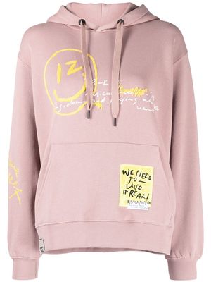 izzue sketch-print hoodie - Pink
