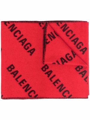Balenciaga all-over logo scarf - Red