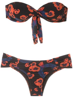 Isolda Queen Borakay printed bandeau bikini set - Blue