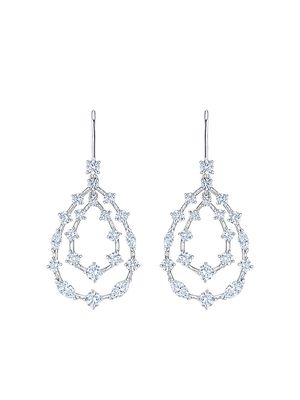 KWIAT 18kt white gold diamond Starry Night double teardrop earrings - Silver