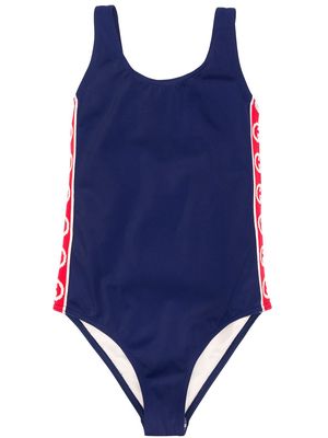 Gucci Kids appliqué stripe swimsuit - Blue
