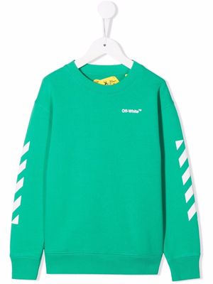 Off-White Kids chest logo-print jumper - Green