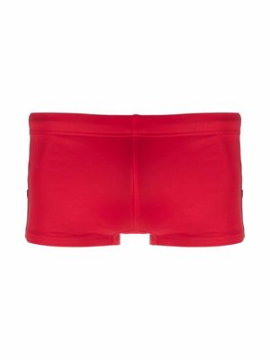 Emporio Armani logo-tape swim shorts - Red