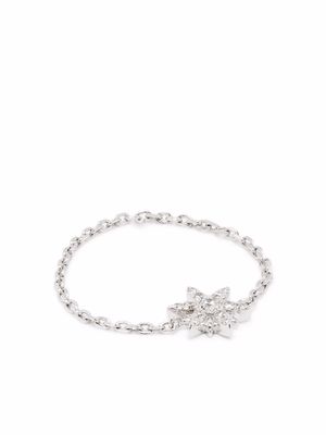Djula 18kt white gold Sun diamond chain ring - Silver