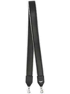 Zadig&Voltaire grained leather stud piping bag strap - Black