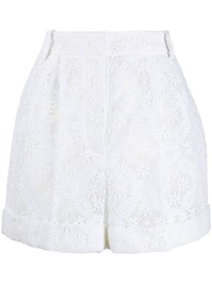 Alexander McQueen high-waisted lace shorts - White