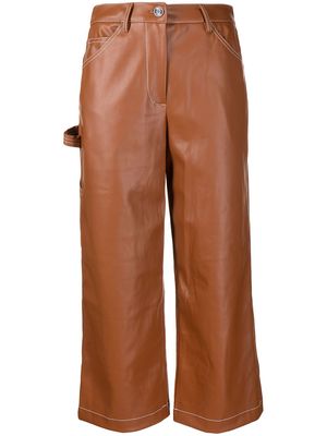 STAUD Domino cropped wide leg trousers - Brown