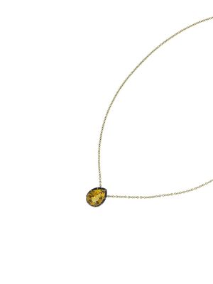 FRED LEIGHTON 18kt yellow gold pear shaped citrine solitaire pendant necklace
