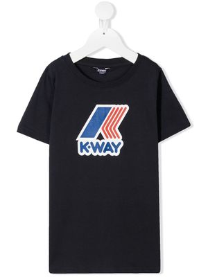 K Way Kids logo-print cotton T-shirt - Blue