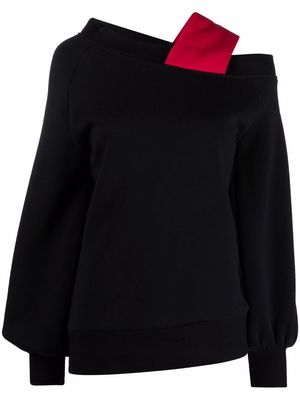 Atu Body Couture x Ioana Ciolacu padded-strap asymmetric blouse - Black