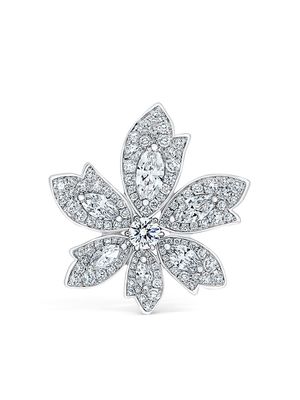 David Morris 18kt white gold diamond Palm one flower ring - Silver