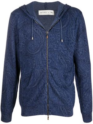 ETRO paisley-print zipped hoodie - Blue