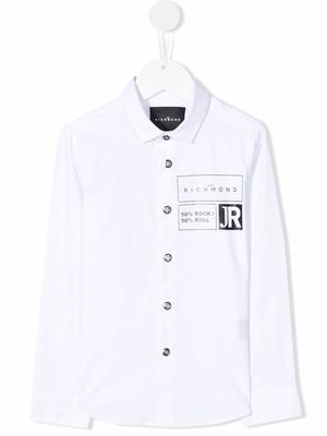 John Richmond Junior logo-print cotton shirt - White